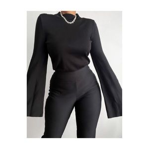 Vintage Black & White Bell Sleeve Sweater Top